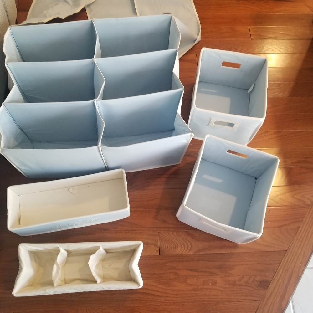 5 Piece Kids Or Nursery Collapsible Canvas Bins And Organizers